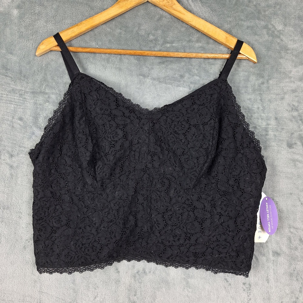 Womens Top 0X Black Floral Lace Babydoll Y2K Cropped Fairy Grunge Coquette Cami